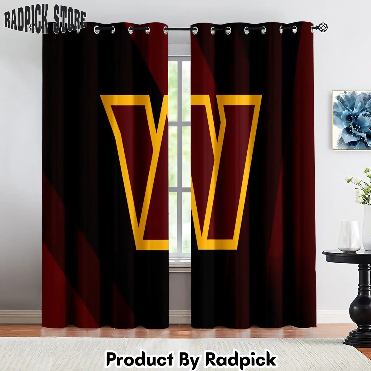 Radpick washington commanders football team curtains drapes for window treatment set 4 rp852103